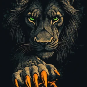 Lion sombre avec des griffes Fine Artic