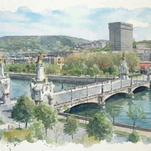 Pont Marí Cristina style aquarelle Fine Artic