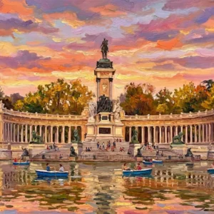 Étang du Retiro style huile Fine Artic