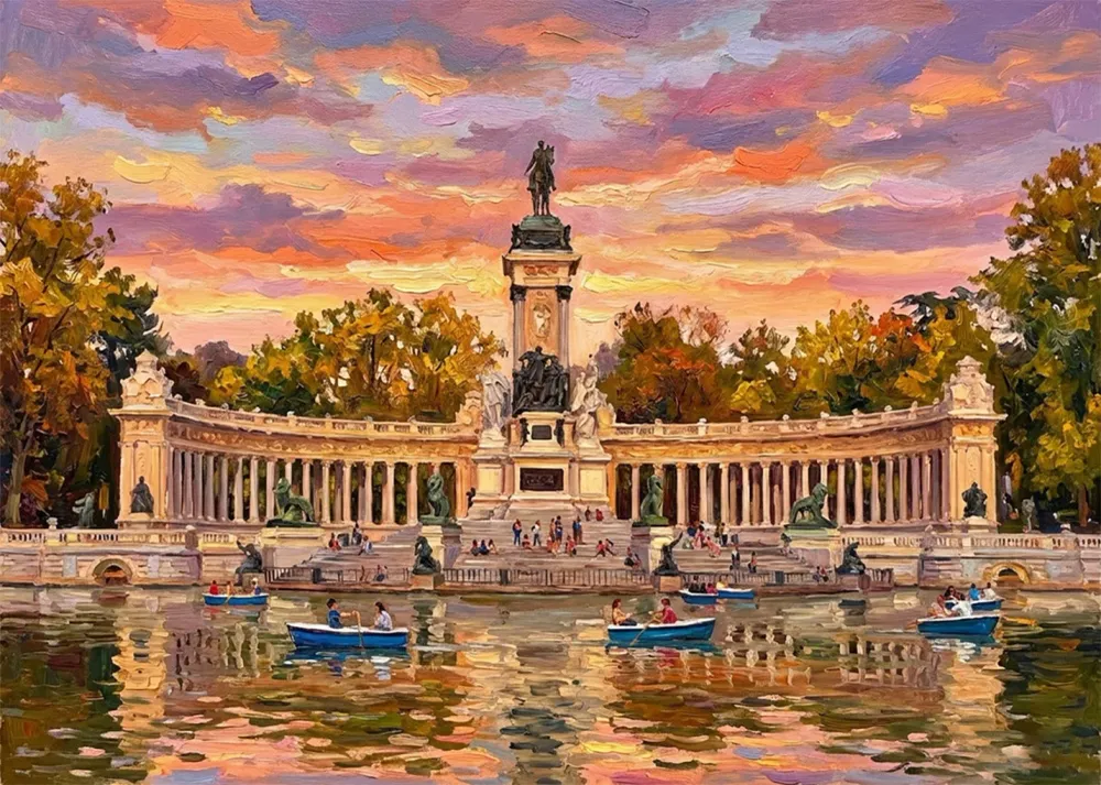 Étang du Retiro style huile Fine Artic