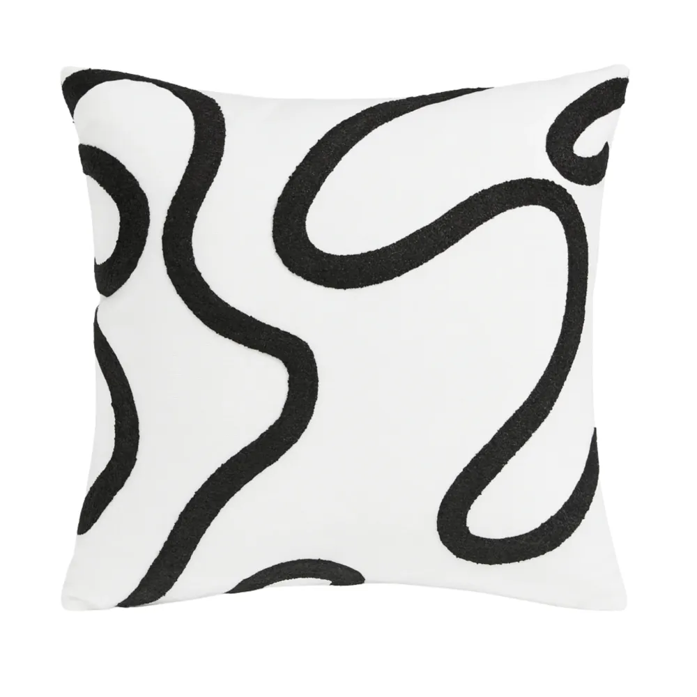 Coussin Moderne Tunisie – Motif Abstrait Noir & Blanc | Fiolla Home