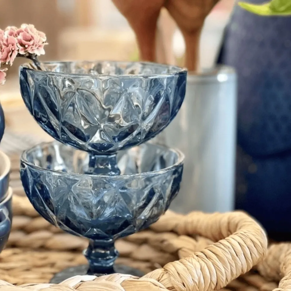 Ensemble de 6 Verres Bleus pour Salade de Fruits ou Glace | Fiolla Home Blue