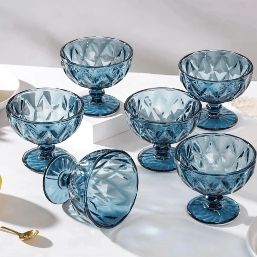 Ensemble de 6 Verres Bleus pour Salade de Fruits ou Glace | Fiolla Home Blue