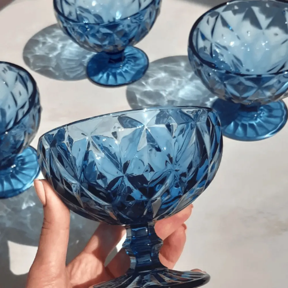 Ensemble de 6 Verres Bleus pour Salade de Fruits ou Glace | Fiolla Home Blue