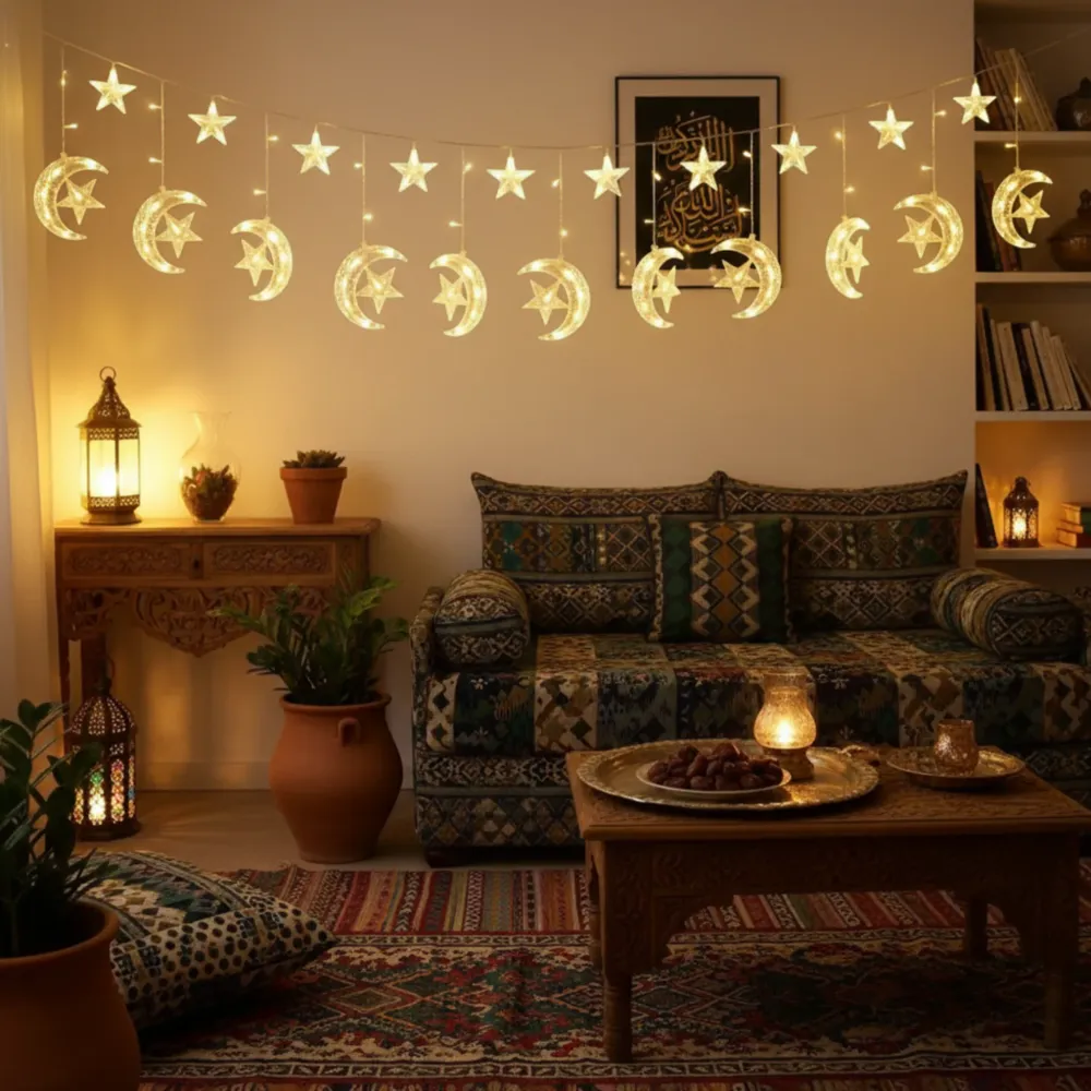 Guirlande LED Tunisie | Étoile et Lune Décorative | Fiolla Home