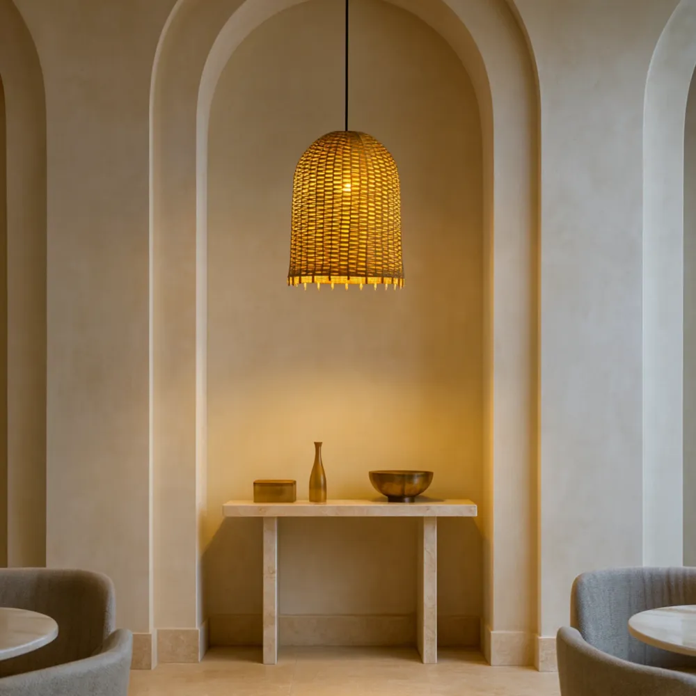Lustre rotin | Lumière chaude, style naturel | Fiolla Home
