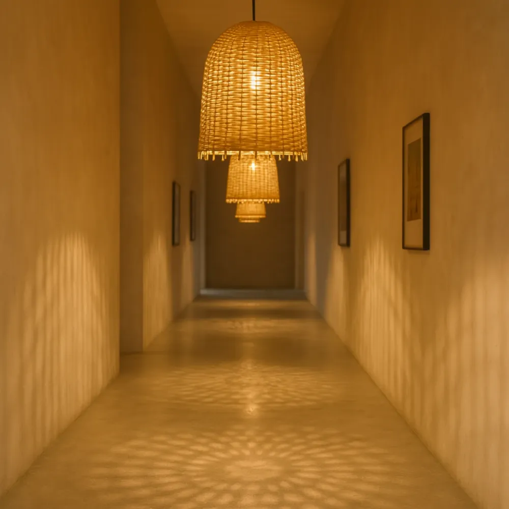 Lustre rotin | Lumière chaude, style naturel | Fiolla Home