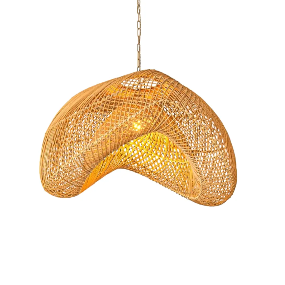 Lustre en Rotin Tressé | Suspension Artisanale | Fiolla Home Tunisie