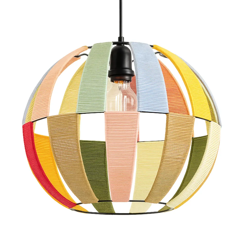 Suspension Sphérique Multicolore | Fibres Artisanales | Tunisie Fiolla Home