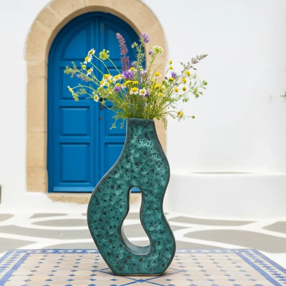 Vase en céramique sculptural – forme organique ajourée Fiolla Home