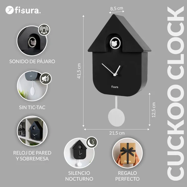 FISURA - Horloge CUCKOO Noir