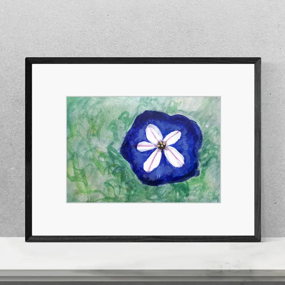 Fleur de lys St-Joseph – la dame en bleu – aquarelle et acrylique – 5X7