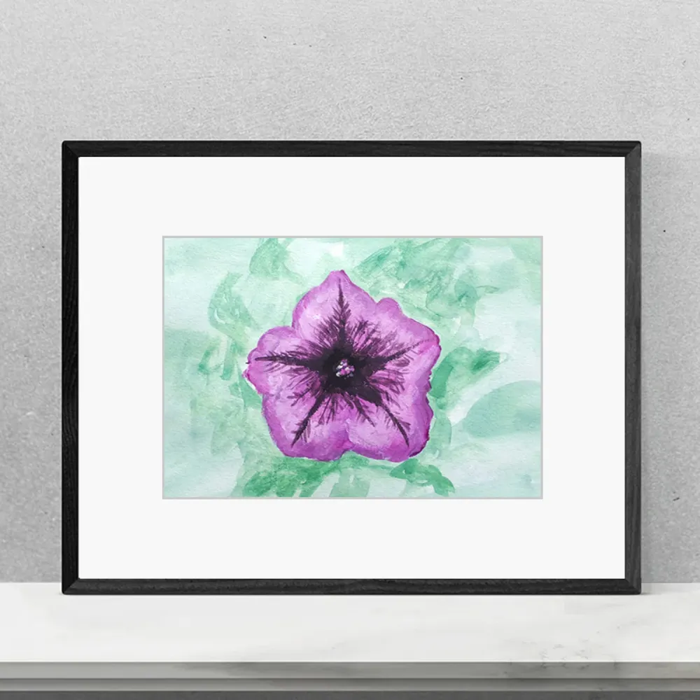 Fleur de lys St-Joseph – mauve – aquarelle et acrylique – 5X7