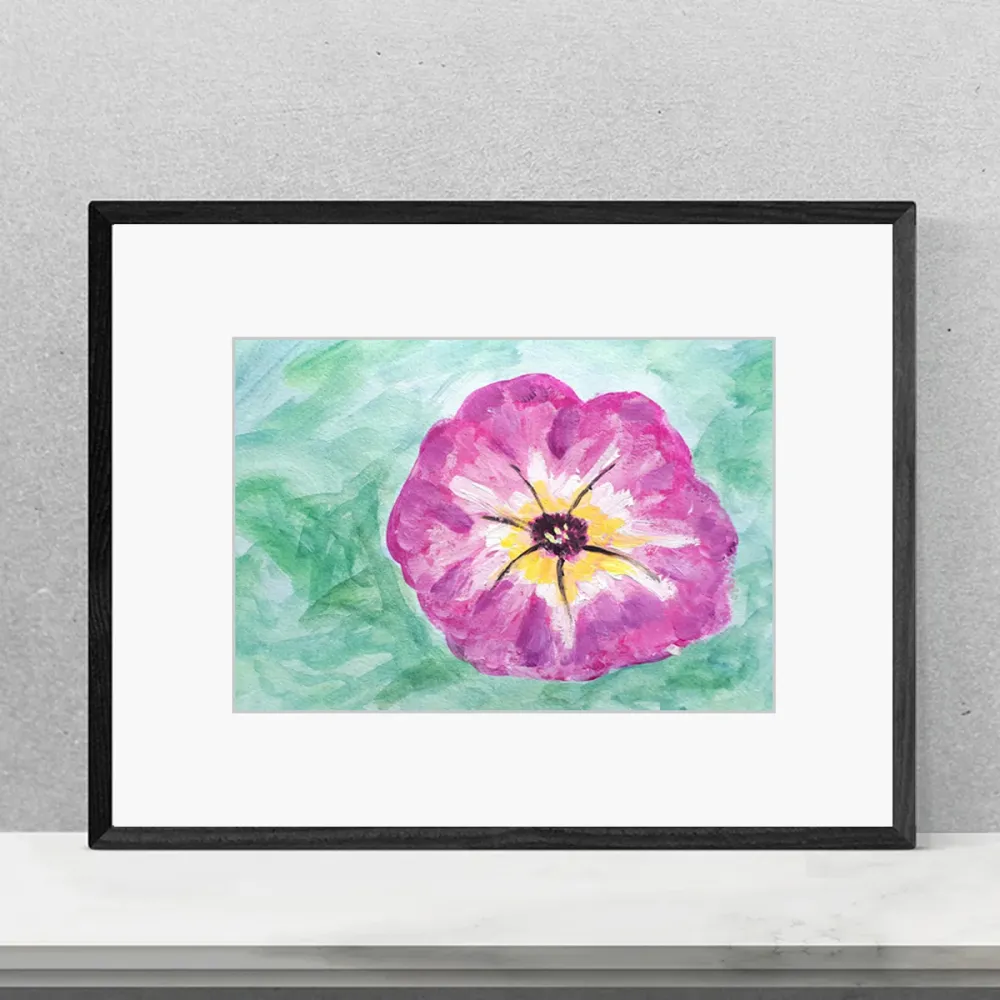 Fleur de lys St-Joseph – rose et jaune – aquarelle et acrylique – 5X7