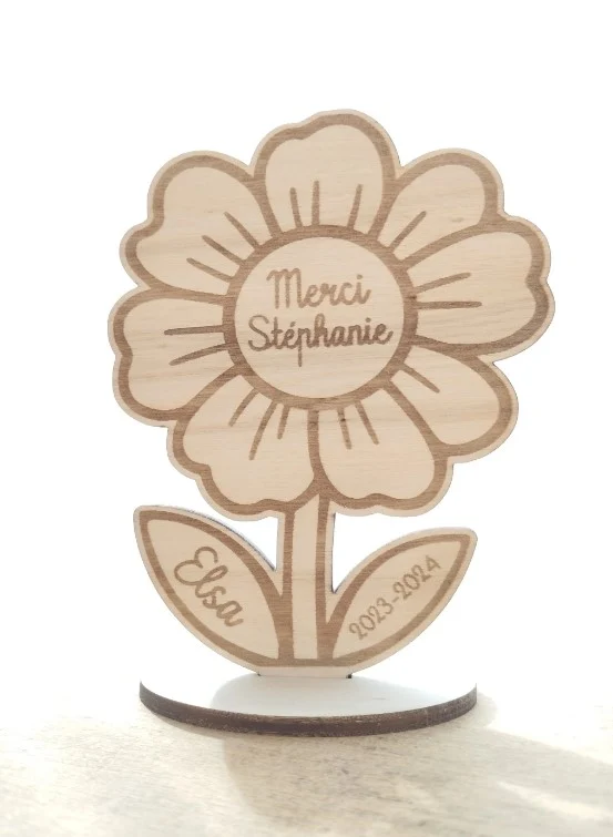 Fleur à poser personnalisé, merci super maîtresse, cadeau atsem, merci nounou, cadeau fin année scolaire maîtresse, idée c...