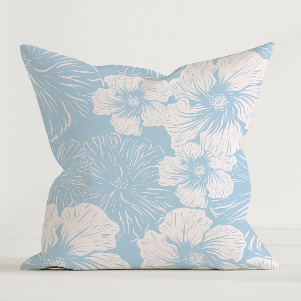 "Fleurs bleues" Premium Coussin décoratif pour enfants