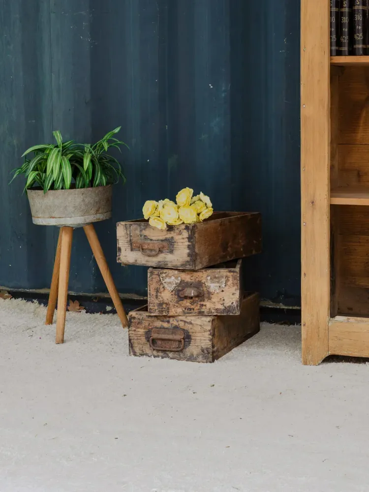 Ambroise, les trois caisses vintages en bois N°837 Flores