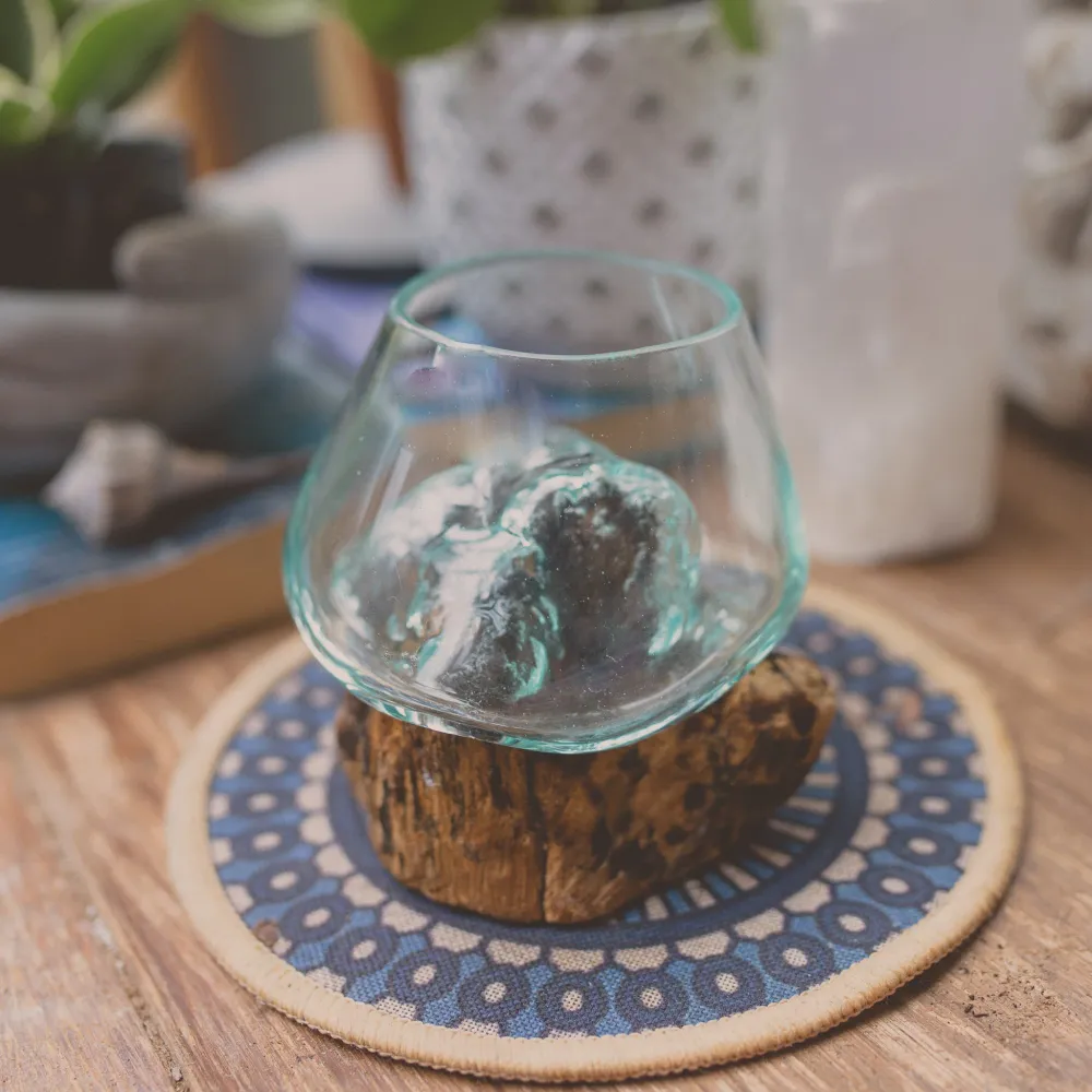 Globe en verre sur bois naturel, 5" Focus