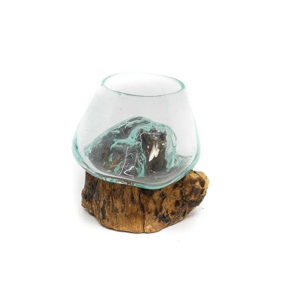 Globe en verre sur bois naturel, 5" Focus