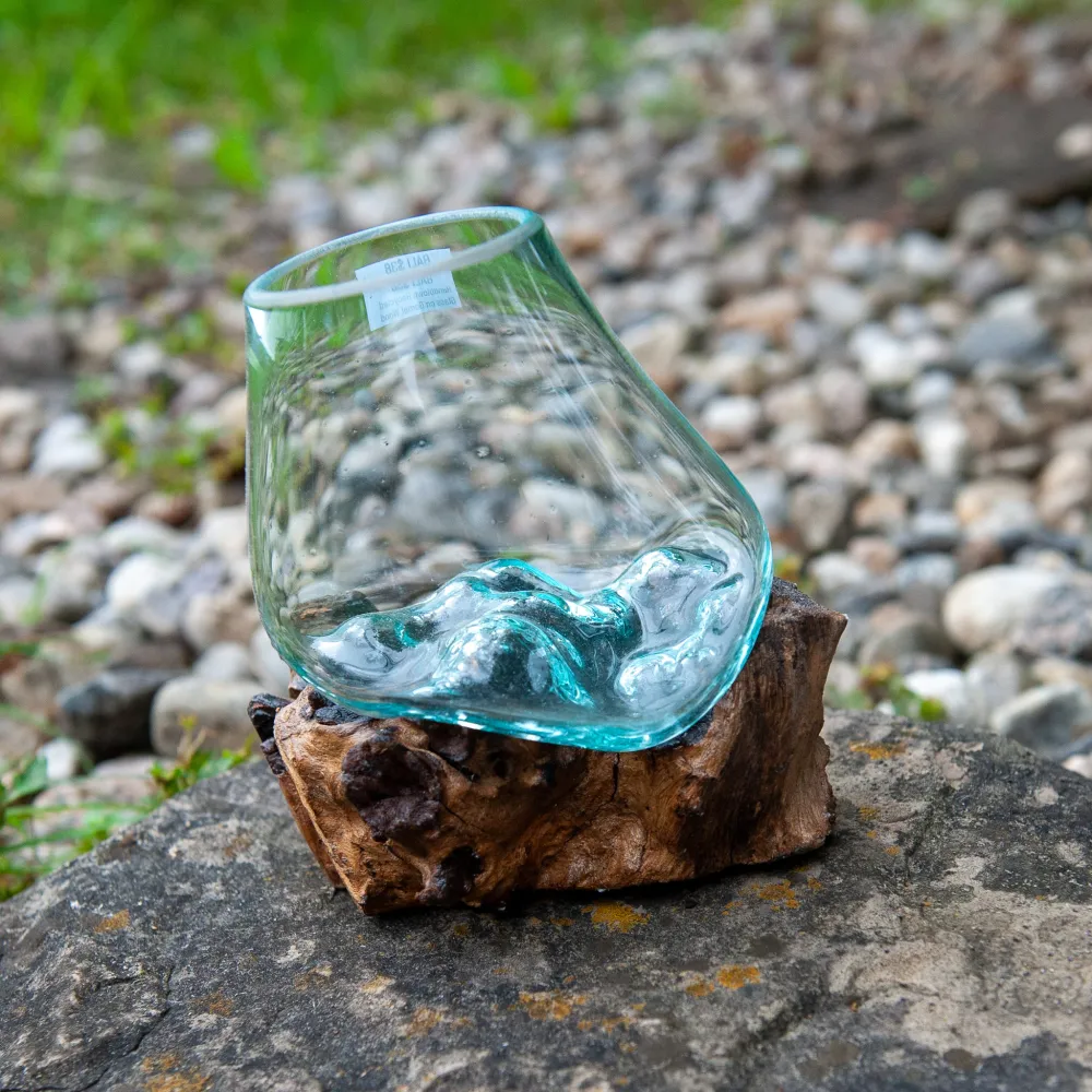 Globe en verre sur bois naturel, 6" Focus