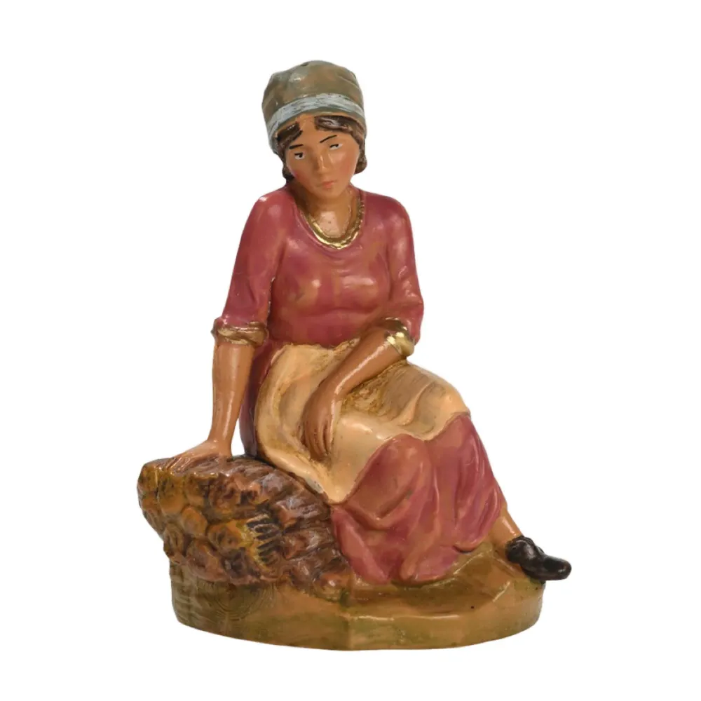 Bergère assise sur du bois No. 714 pour berceaux Fontanini 12 cm