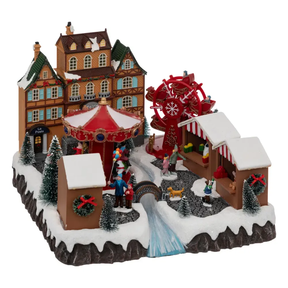 Férérics et village de Noël de Noël - maison de Noël avec éclairage - 75 LED - sur les batteries