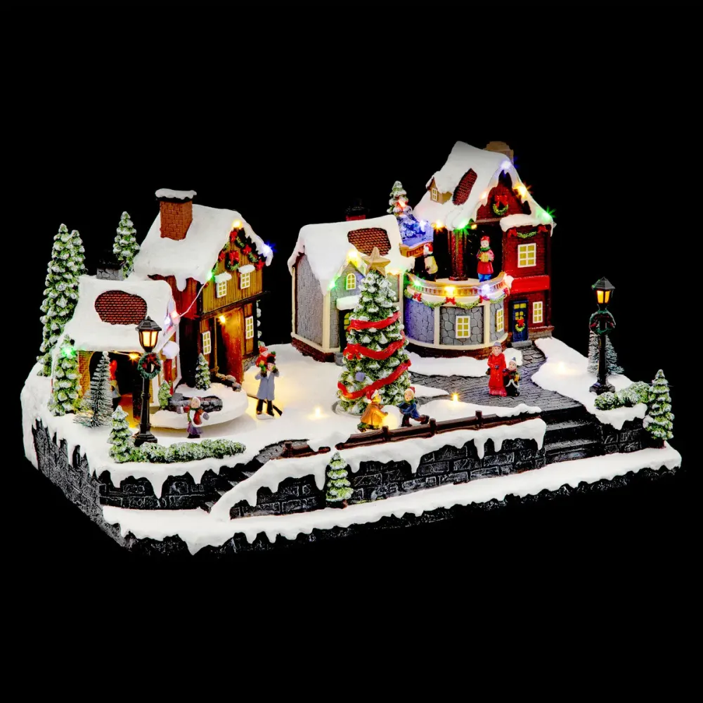 Férérics et village de Noël de Noël - maison de Noël avec éclairage - 75 LED - sur les batteries