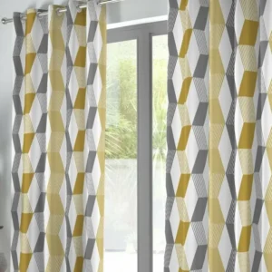 Fusion Magna Eyelet Curtains, Ochre & Grey Fusion Home Furnishings