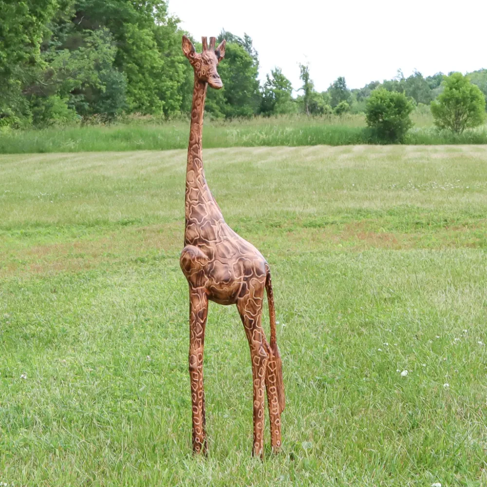 Girafe en bois de jacaranda de 36 po - Écusson Gabriel M. Waithaka
