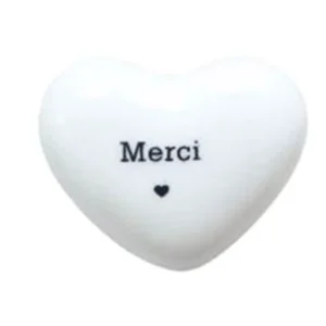 Galet coeur porcelaine message - Merci