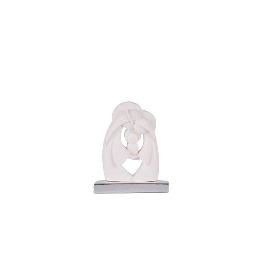 Statue en marbre stylisée de la Sainte Famille avec socle Galleria Mariana