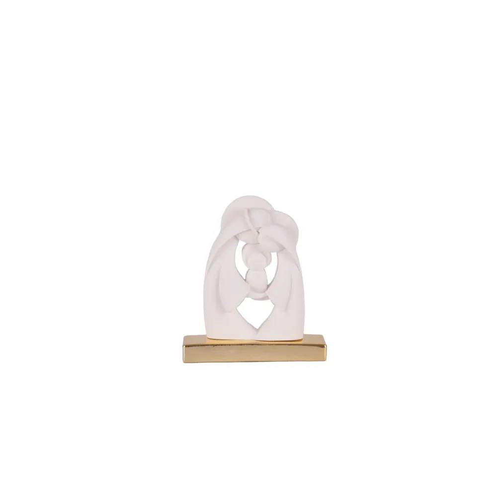 Statue en marbre stylisée de la Sainte Famille avec socle Galleria Mariana