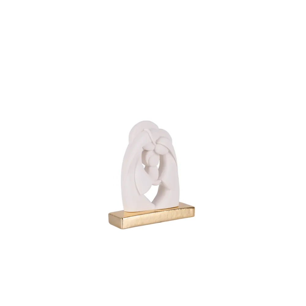 Statue en marbre stylisée de la Sainte Famille avec socle Galleria Mariana