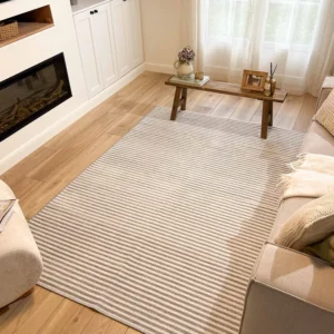 GARDEN - Tapis d'intérieur et extérieur gris à rayures fines blanches en relief - GAR1035GRI
