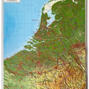 Carte murale en relief - Benelux (en anglais) - 39 x 29 cm | Georelief