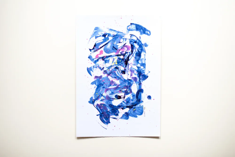 Peinture sur papier | Bleu de Prusse 4 Gina Vor