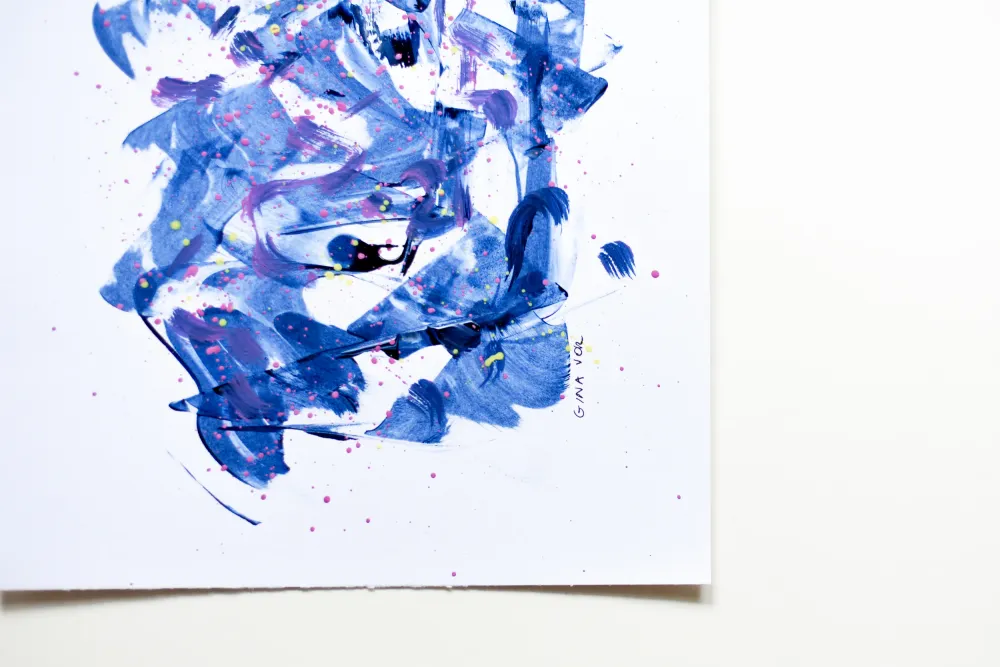 Peinture sur papier | Bleu de Prusse 4 Gina Vor