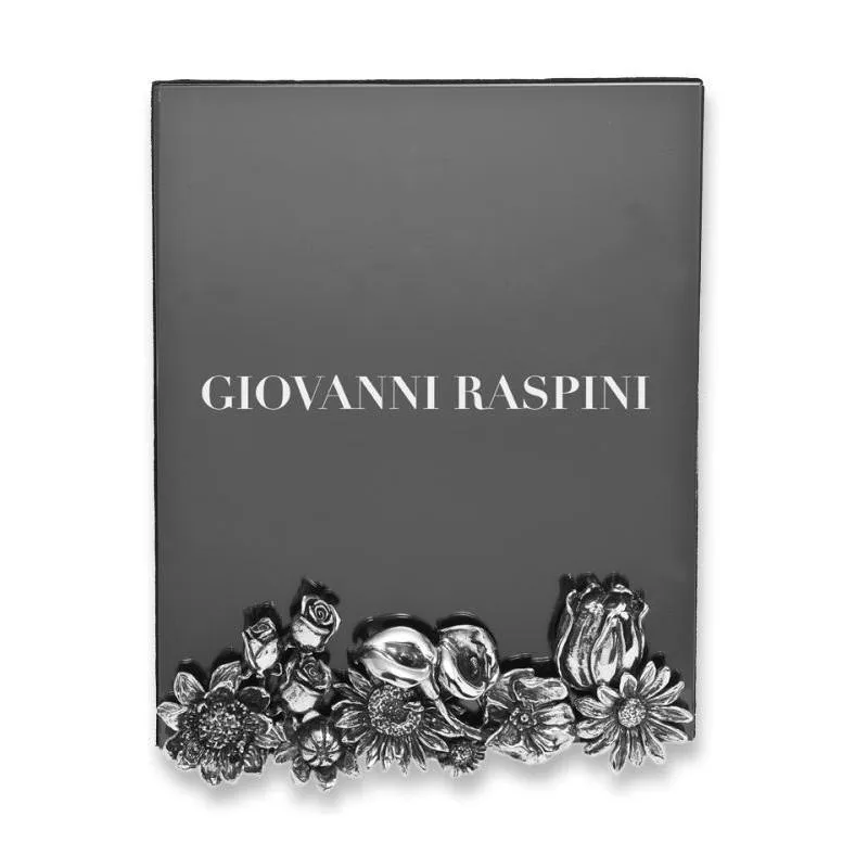 Giovanni Raspini Cadre en verre Grandes Fleurs 16x20cm bronze blanc B0354