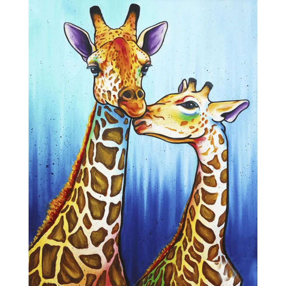 Girafes, jument avec poulain