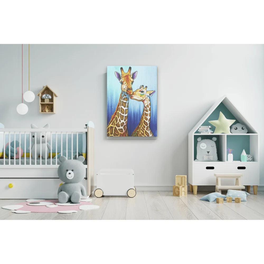 Girafes, jument avec poulain