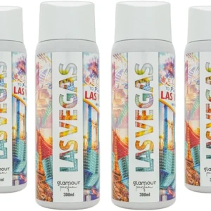 GLAMOUR PARFUM - Pack de 4 recharges de désodorisant d'intérieur Las Vegas - 300 ml - Parfum Fruité et Sucré - Arôme Longu...