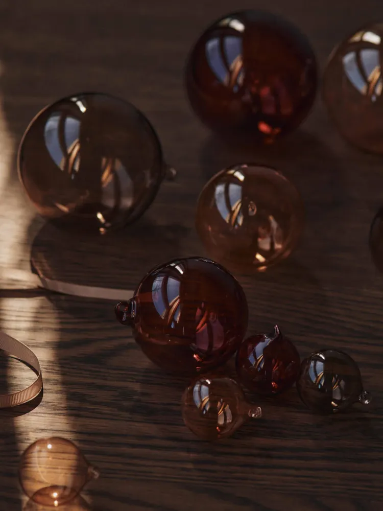 Glass Baubles - Large - Set 3 - Roseate Translucent