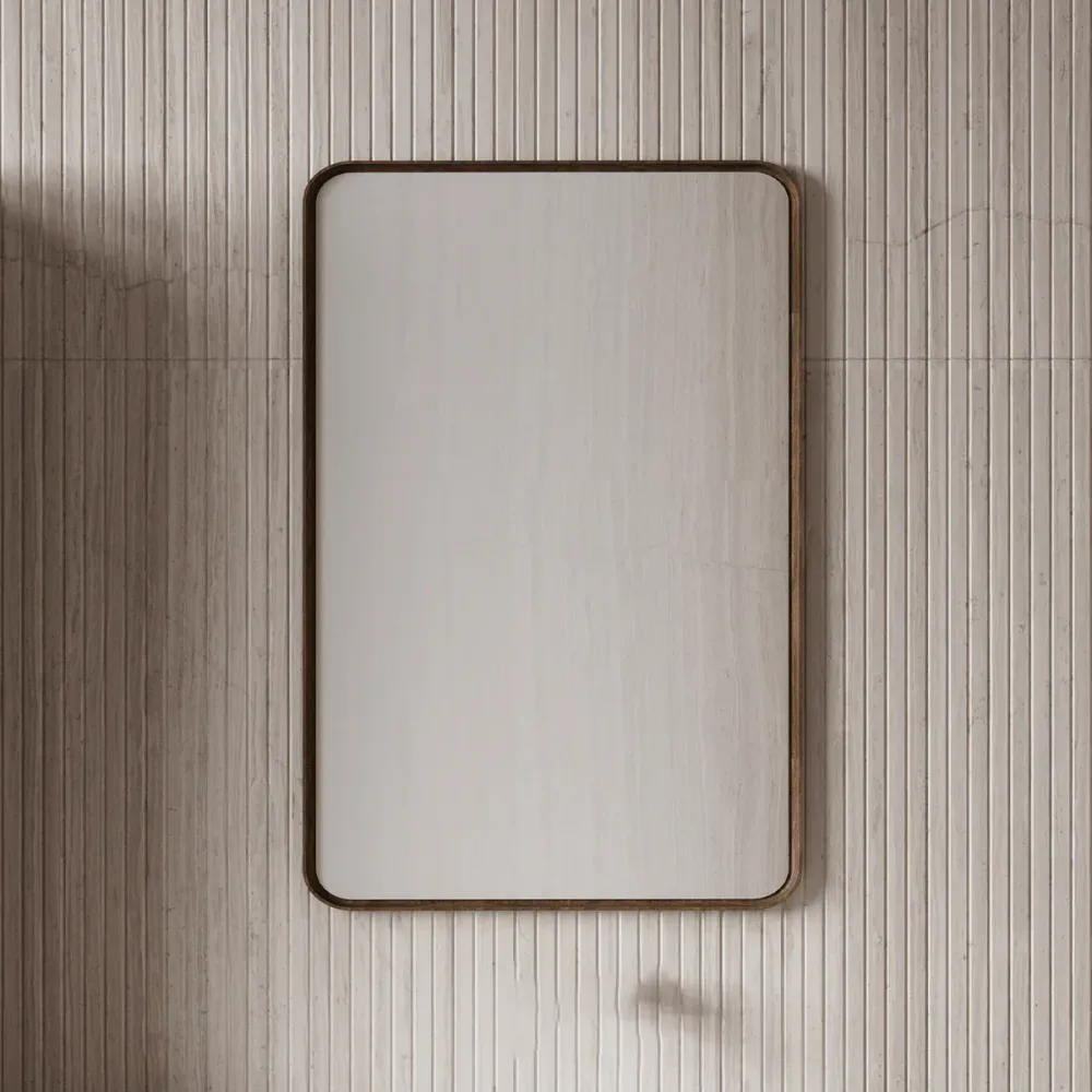 Miroir 24po avec Cadre en Noyer Américain et Coins Arrondis Golden Elite Deco