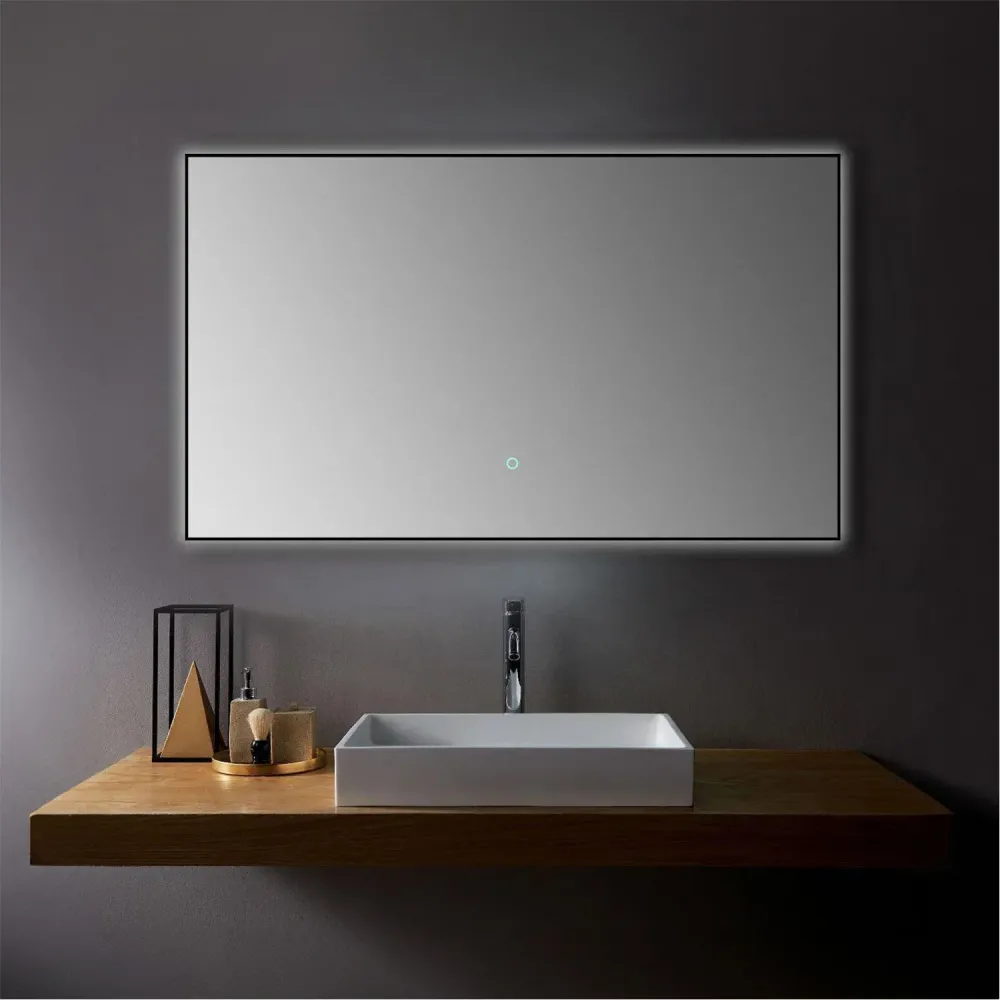 Miroir DEL 48po x 28po Noir Mat avec Antibuée et Gradation Golden Elite Deco