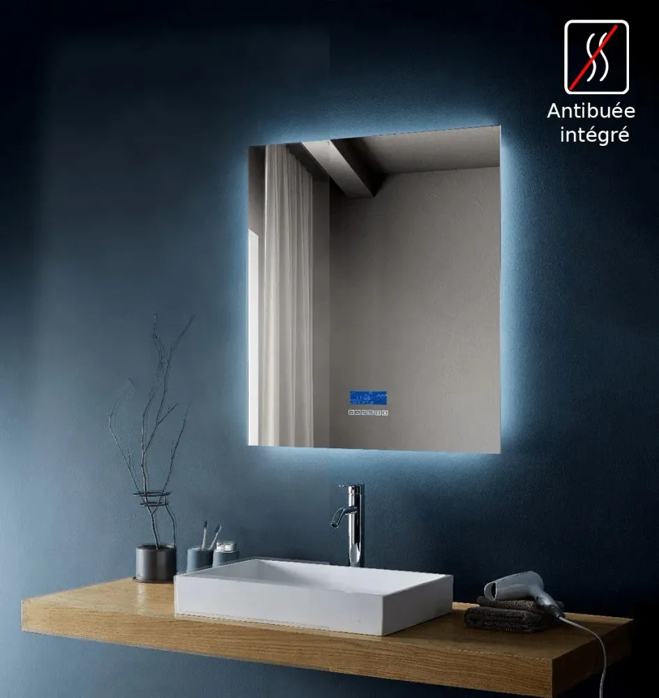 Miroir DEL Intelligent 30po x 35,4po avec Écran Tactile, Bluetooth et Anti-Buée Golden Elite Deco