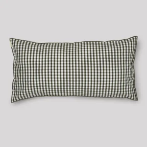 Grand coussin déhoussable en lin coton 45x90 cm Vichy - Vert câpre