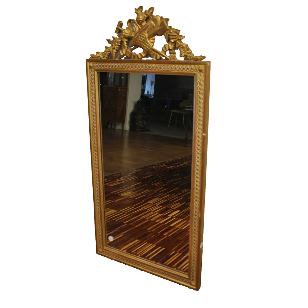 Grande Miroir Français en Bois Doré, Style Louis XVI, Seconde Moitié du XIXe Siècle