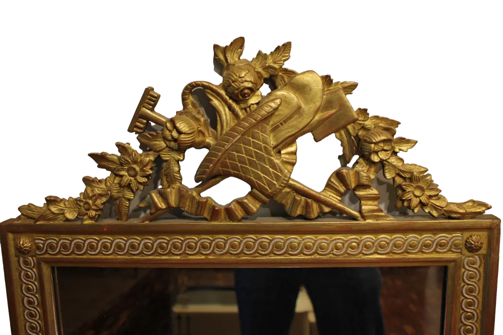 Grande Miroir Français en Bois Doré, Style Louis XVI, Seconde Moitié du XIXe Siècle