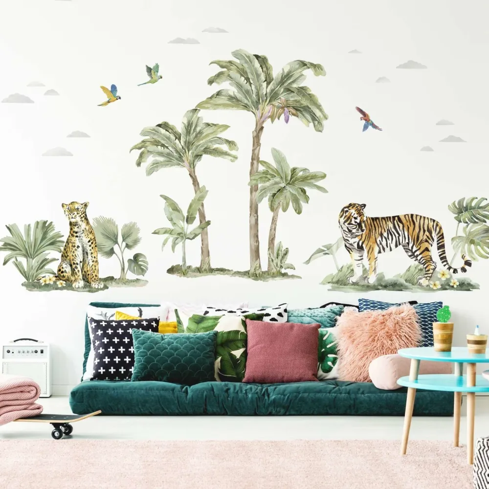 Grands Stickers Muraux Jungle Aquarelle