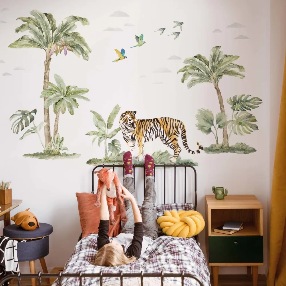 Grands Stickers Muraux Jungle Aquarelle